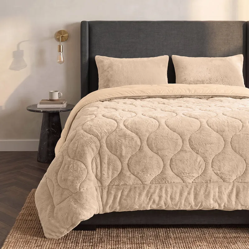 Zelesta Special Teddy Faux Fur Kissenbezüge Set von 2 - Cozy Cappuccino