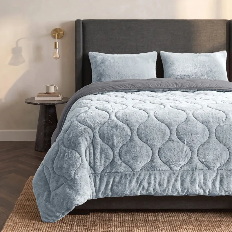 Zelesta Special Teddy Faux Fur Kissenbezüge Set von 2 - Heidelbeerblau