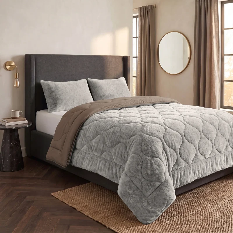 Zelesta Special Teddy Faux Fur Bettdecke - Mondgrau
