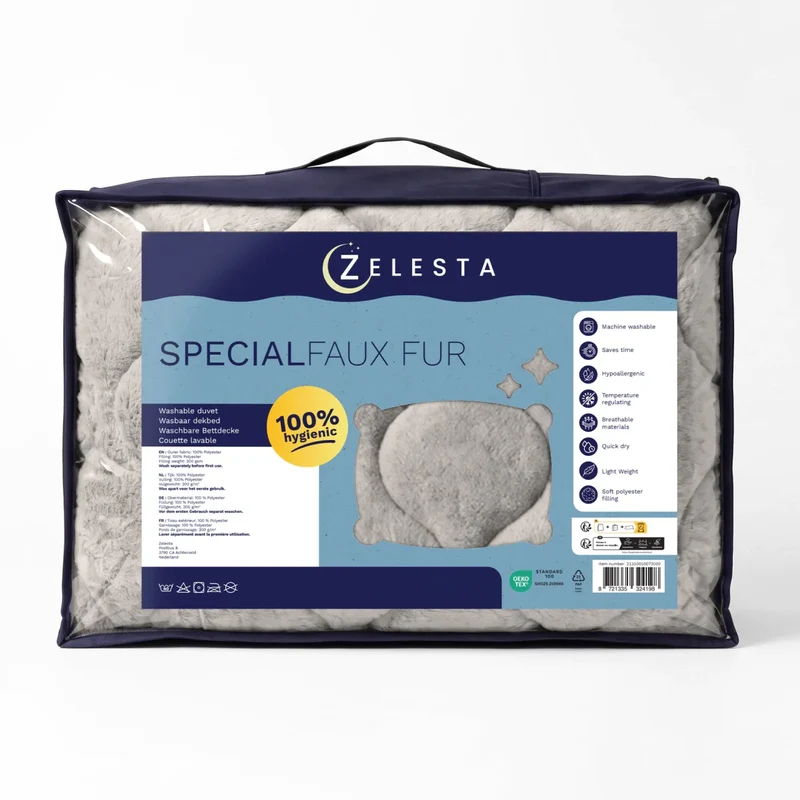 Zelesta Special Teddy Faux Fur Bettdecke - Mondgrau