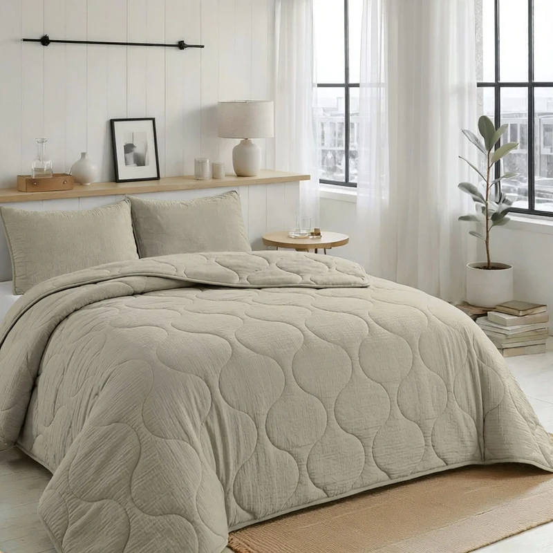 Zelesta Special Seersucker Sommerbettdecke - Mandelmilch Beige