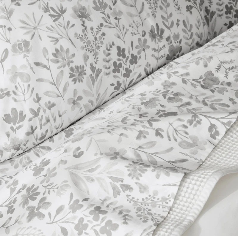 Signature Hemmed Sheet Set - Pewter Botanical