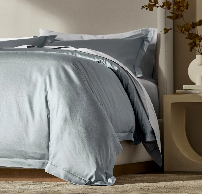 Signature Hemmed Duvet Set - Bluestone