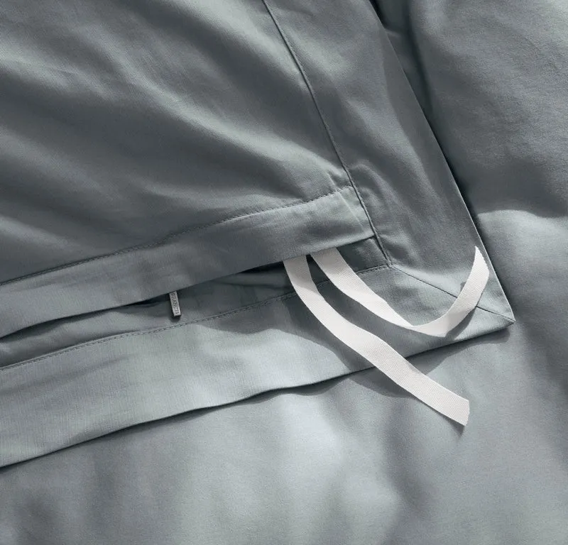 Signature Hemmed Duvet Set - Bluestone