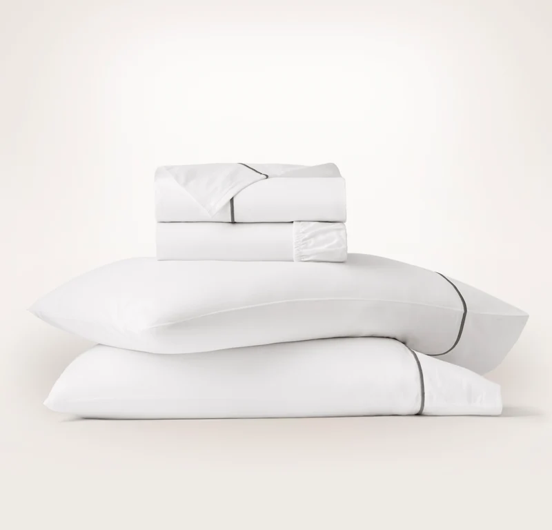 Signature Embellished Sheet Set - White/Stone Embroidered