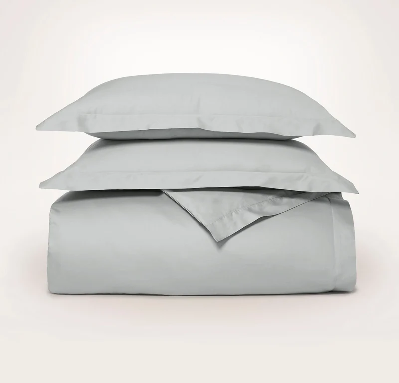 Percale Hemmed Duvet Set - Shore