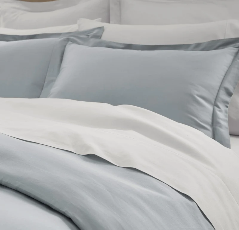 Percale Hemmed Duvet Set - Shore