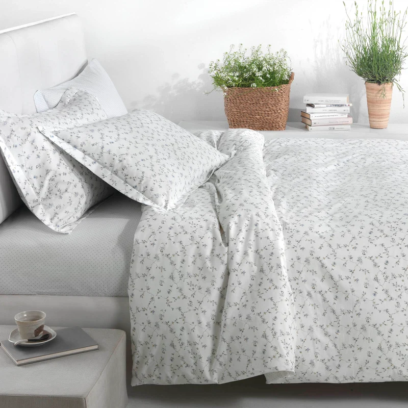 Copripiumino con federe in Percalle Fleuries Mirabello Luisiana Floreale