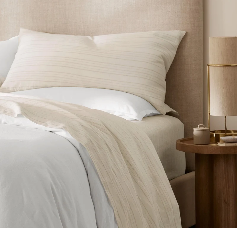Linen Pillowcase Set - Natural Airy Stripe