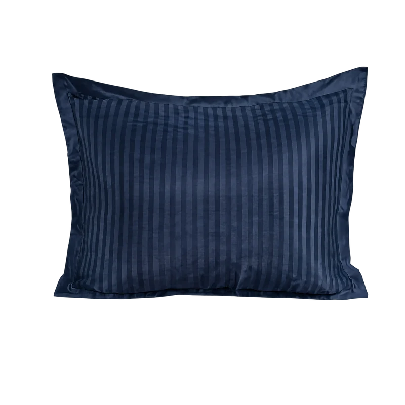 zailistade.comluxe Hotel Stripe Nahtlose Baumwollsatin Kissenbezüge Set von 2 - Blau
