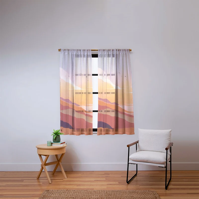 Golden Sunset Window Curtain