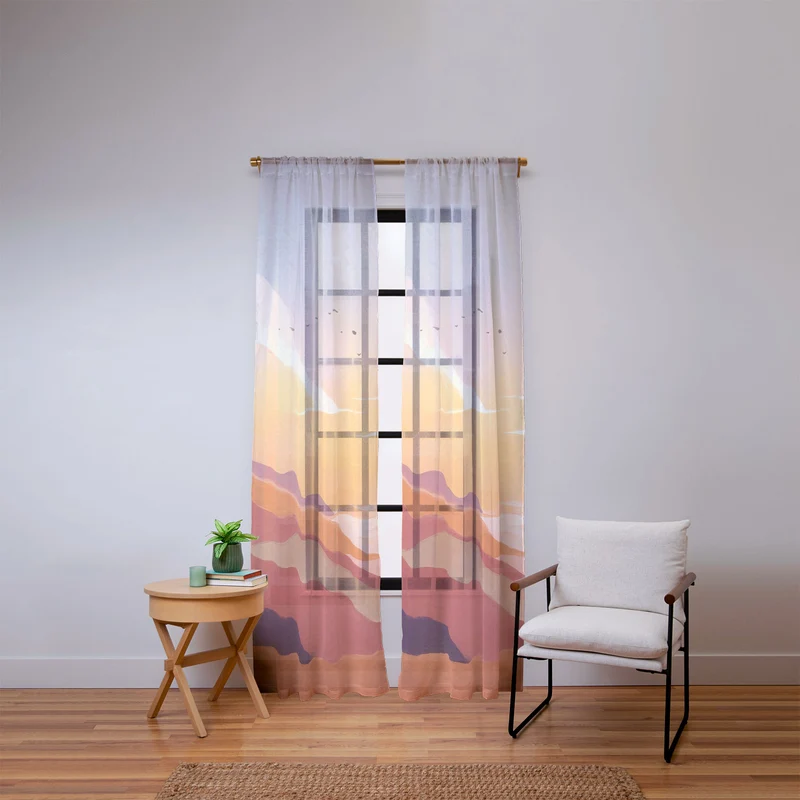 Golden Sunset Window Curtain