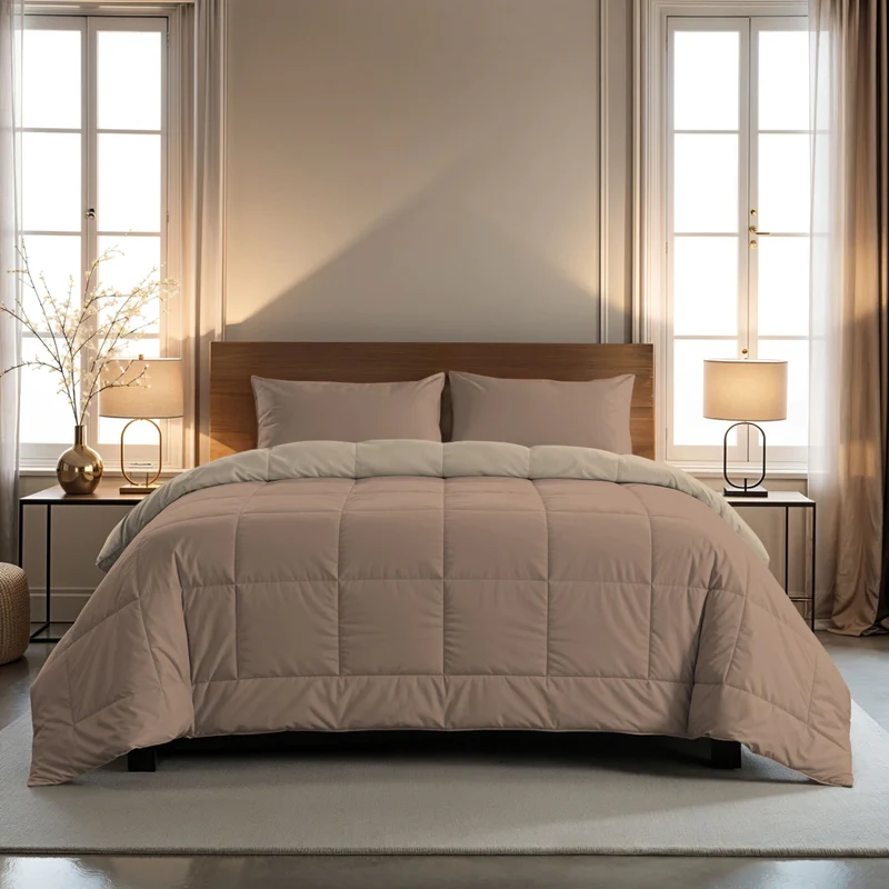 Zelesta Pure Duo Baumwolle Bettdecke - Rosabraun & Betonbraun