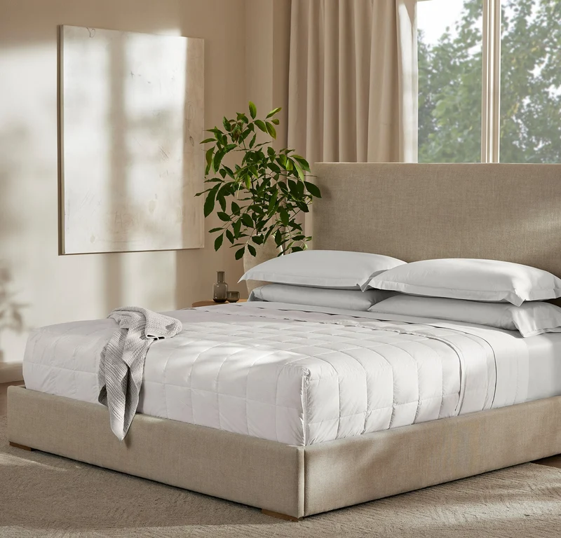 Down Quilted Bed Blanket - White