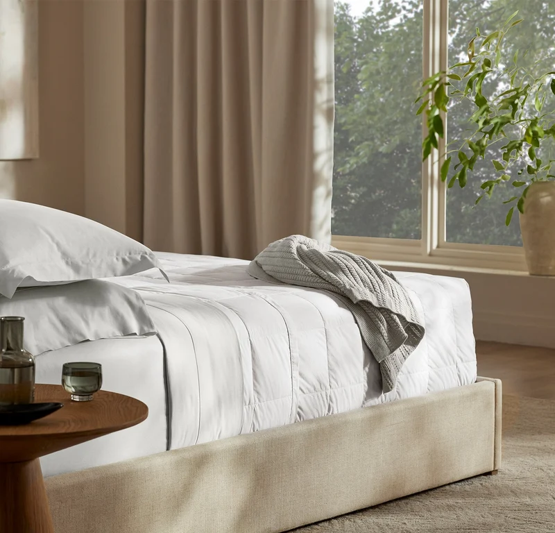 Down Quilted Bed Blanket - White