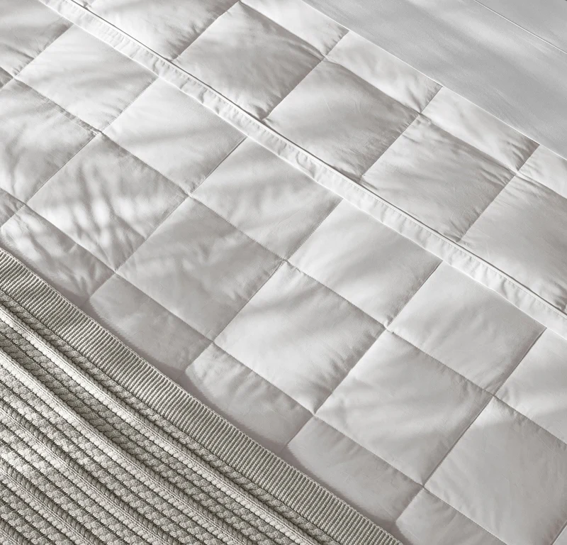 Down Quilted Bed Blanket - White