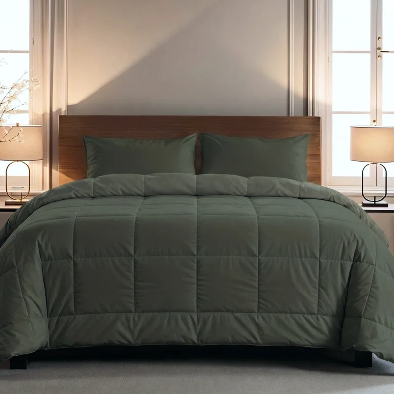 Zelesta Pure Uni Baumwolle Sommerbettdecke - Olivschwarz