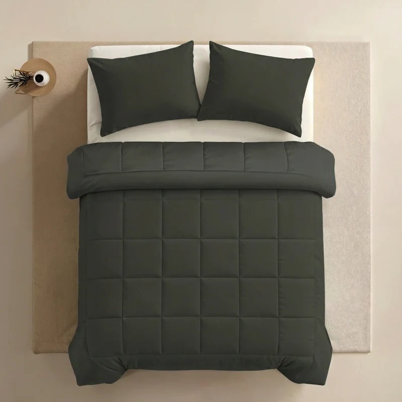Zelesta Pure Uni Baumwolle Sommerbettdecke - Olivschwarz