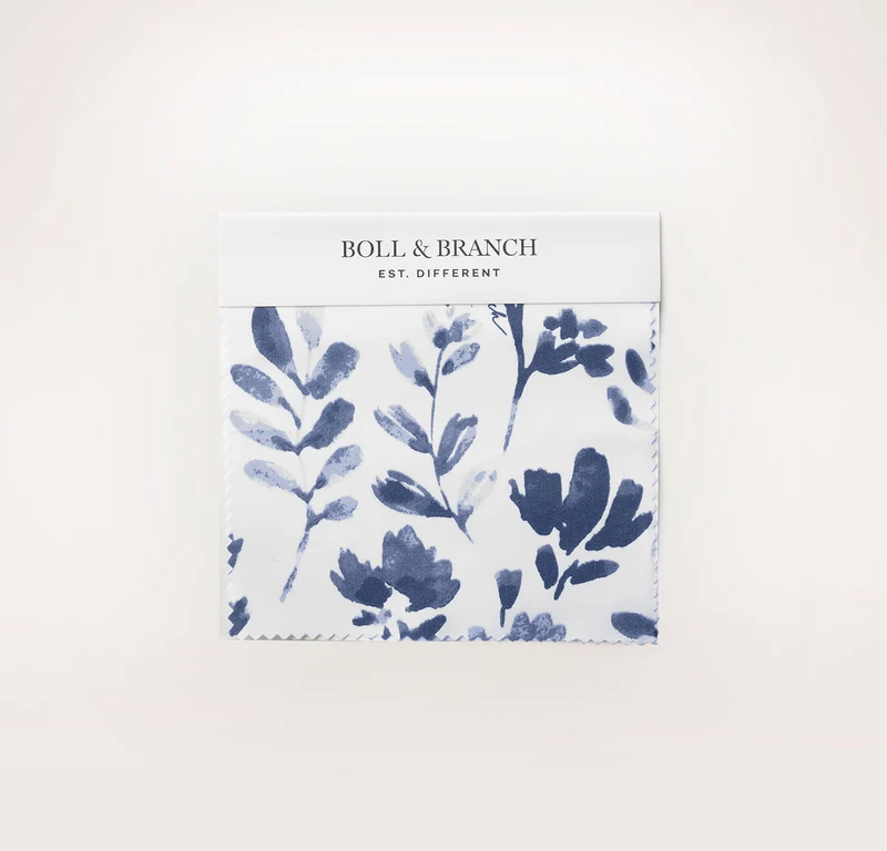 Signature Hemmed Fabric Swatch - Navy Botanical