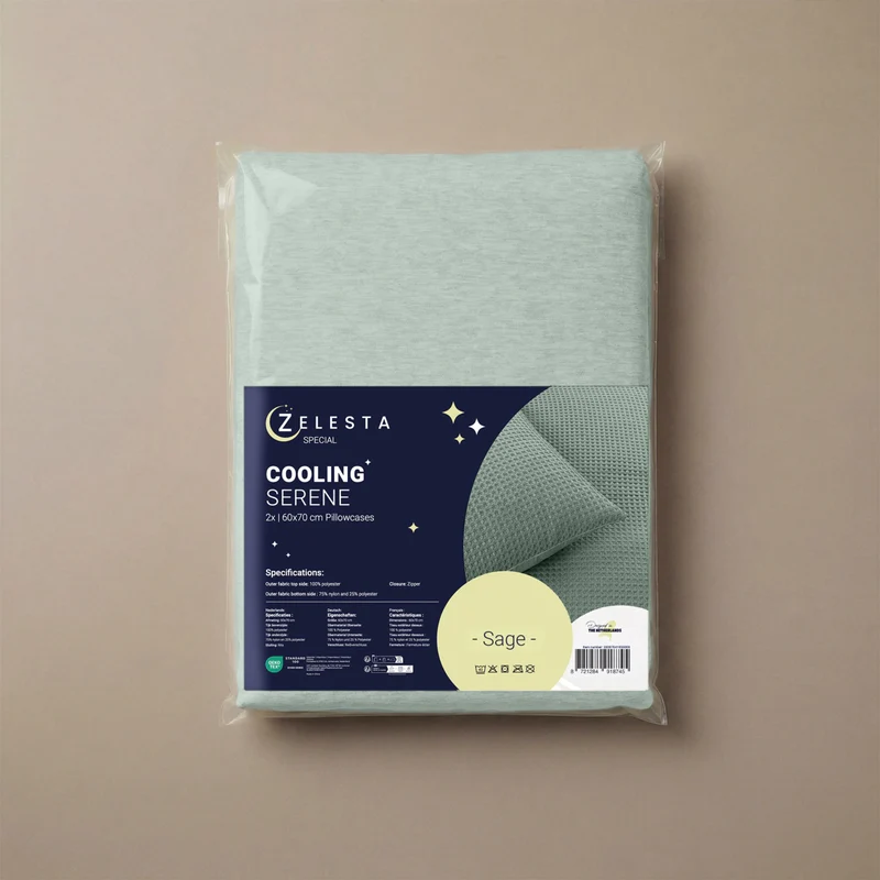Zelesta Special Cooling Serene Kissenbezug Set von 2 - Salbeigrün
