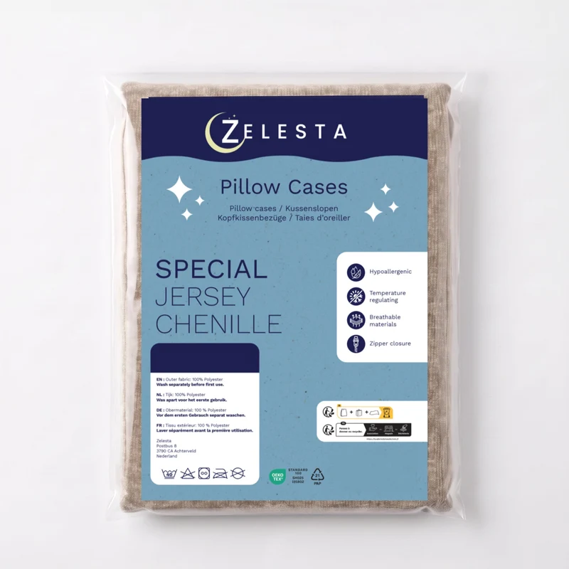 Zelesta Special Jersey Chenille Kissenbezüge Set von 2 - Metallgrau