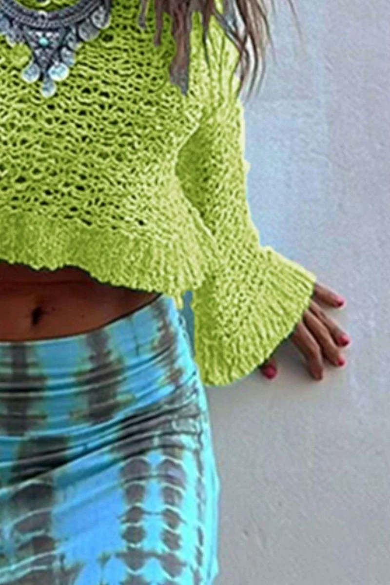 Ronde hals, lange mouwen, gebreide cover-up