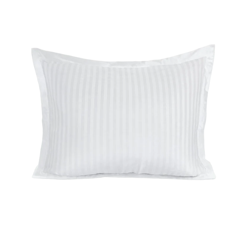 zailistade.comluxe Hotel Stripe Nahtlose Baumwollsatin Kissenbezüge Set von 2 - Weiß