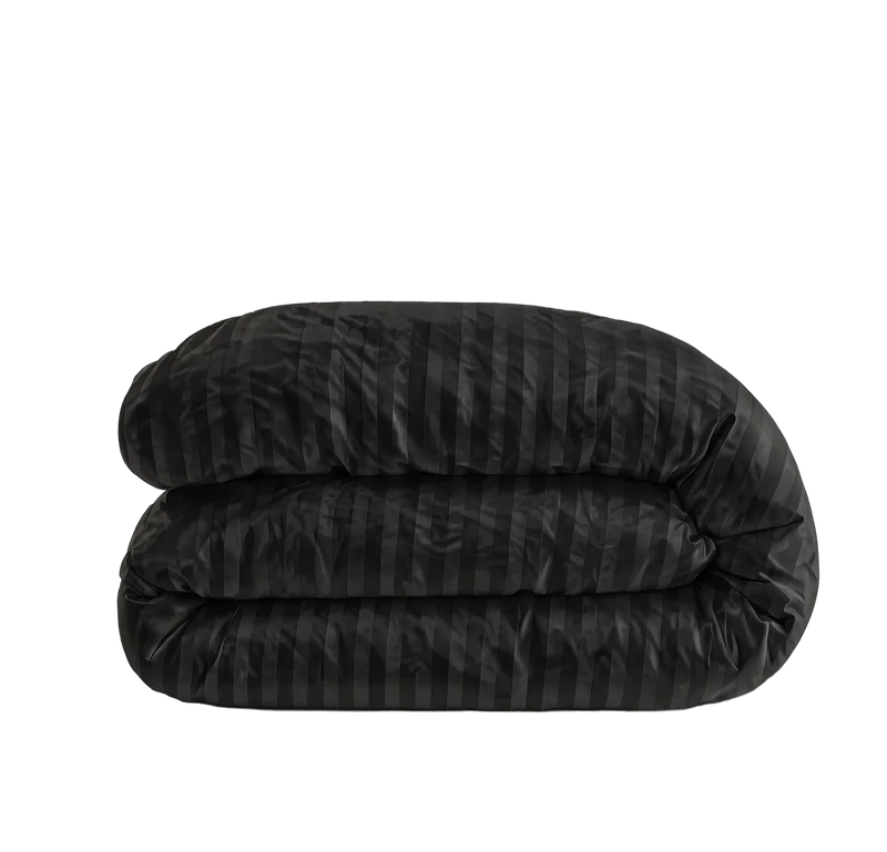 zailistade.comluxe Hotel Stripe Nahtlose Baumwollsatin Bettdecke - Schwarz