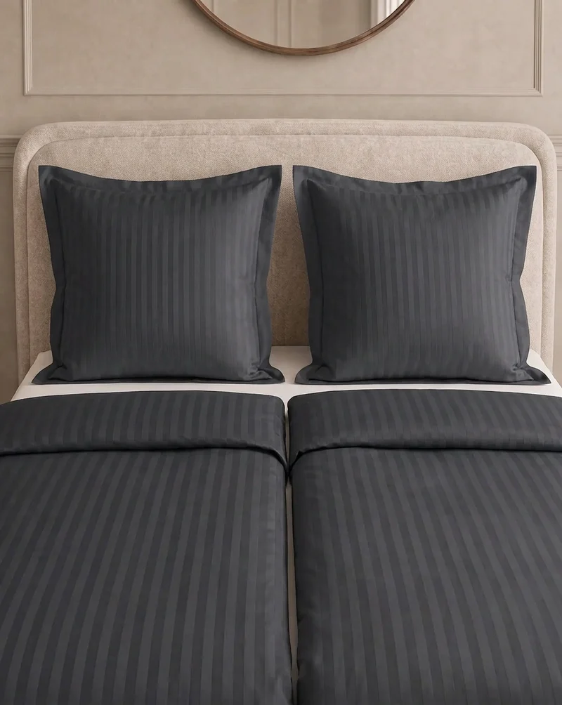 zailistade.comluxe Hotel Stripe Nahtlose Baumwollsatin Bettdecke - Anthrazit