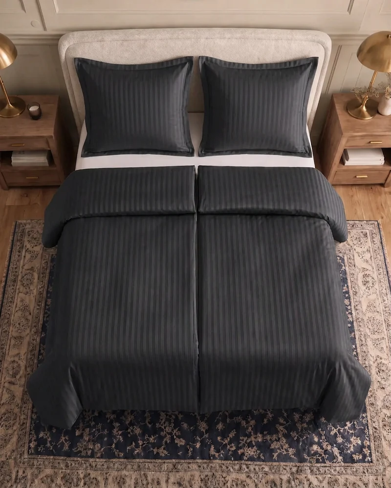 zailistade.comluxe Hotel Stripe Nahtlose Baumwollsatin Bettdecke - Anthrazit