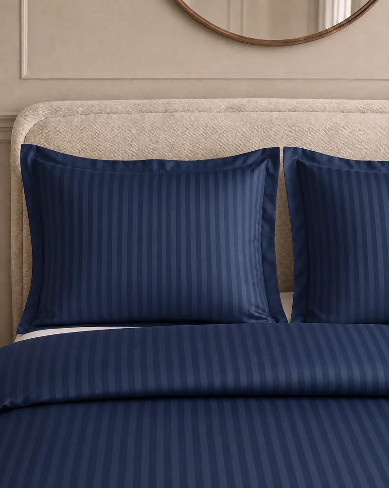 zailistade.comluxe Hotel Stripe Nahtlose Baumwollsatin Bettdecke - Blau