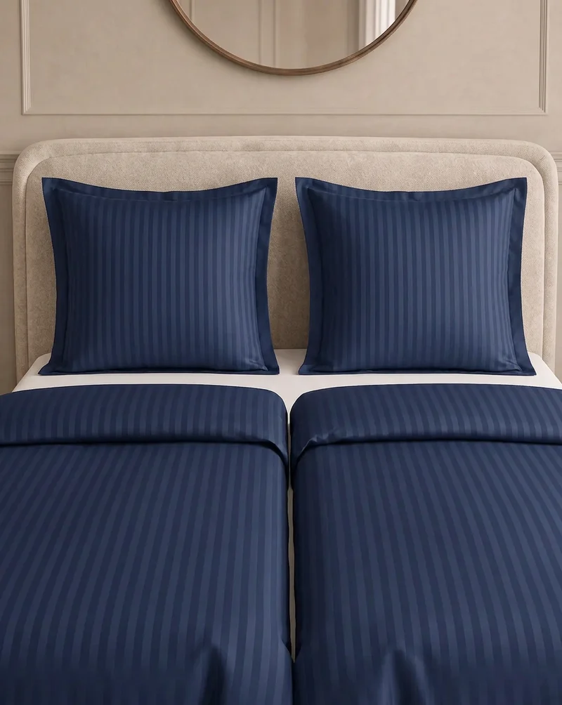 zailistade.comluxe Hotel Stripe Nahtlose Baumwollsatin Bettdecke - Blau