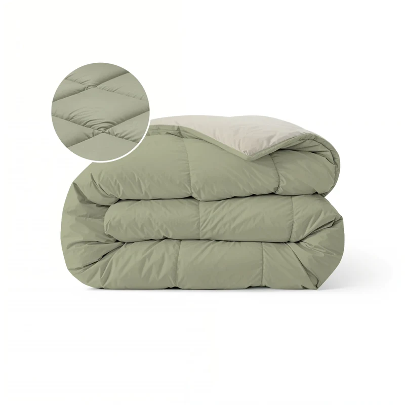 Zelesta Pure Duo Baumwolle Bettdecke - Graugrün & Zartes Graugrün