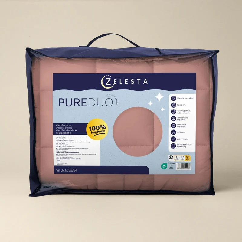 Zelesta Pure Duo Baumwolle Bettdecke - Terrakottarosa & Erdrosa