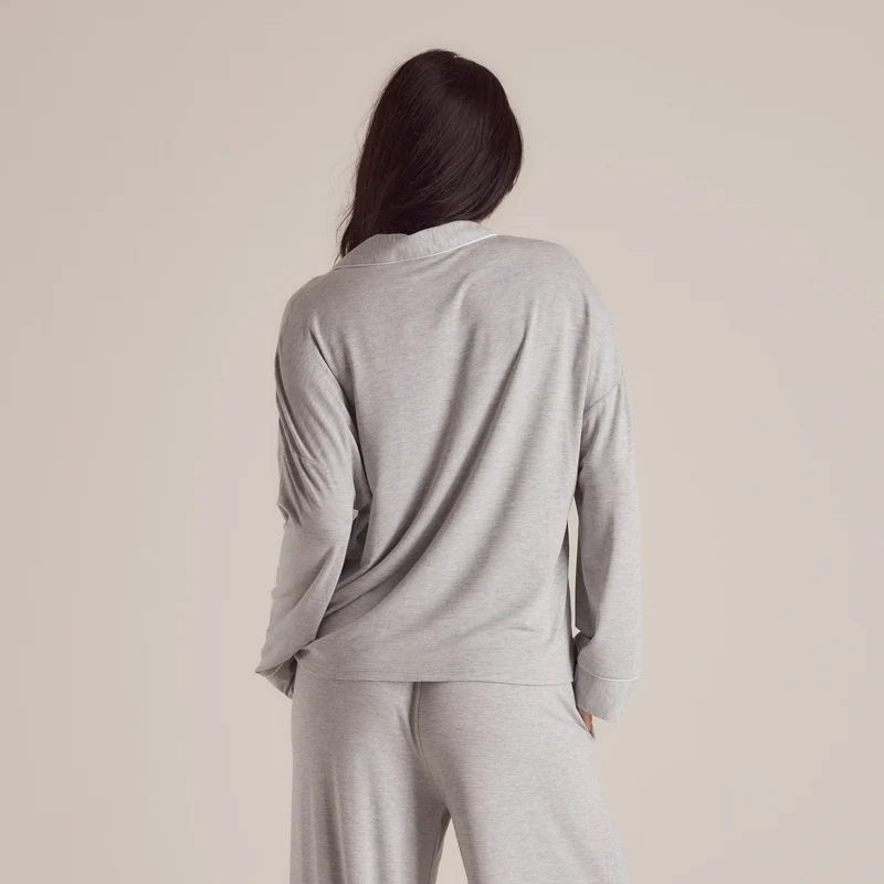 Modal Pyjama Shirt - Grijs Marl