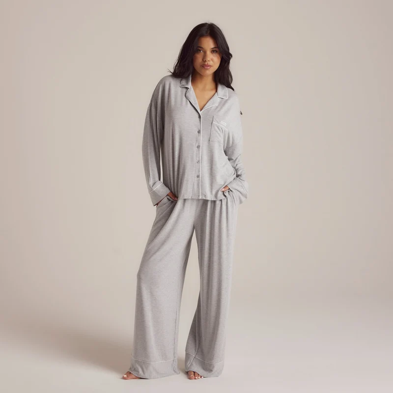 Modal Pyjama Shirt - Grijs Marl
