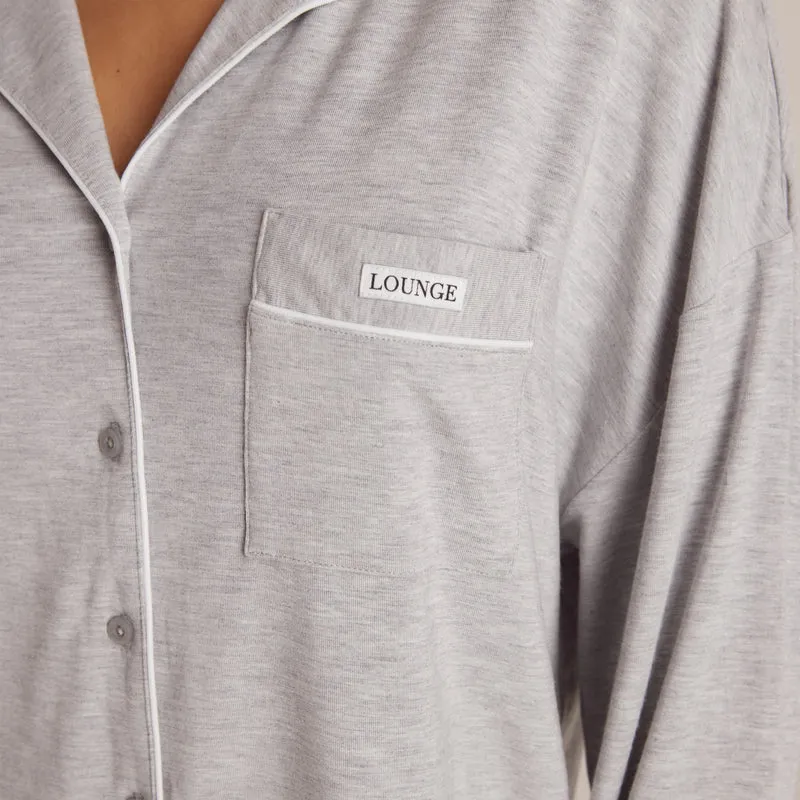Modal Pyjama Shirt - Grijs Marl