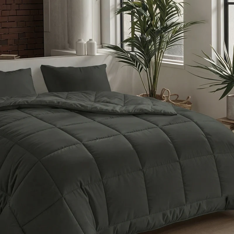 Zelesta Pure Uni Baumwolle Bettdecke - Olivschwarz