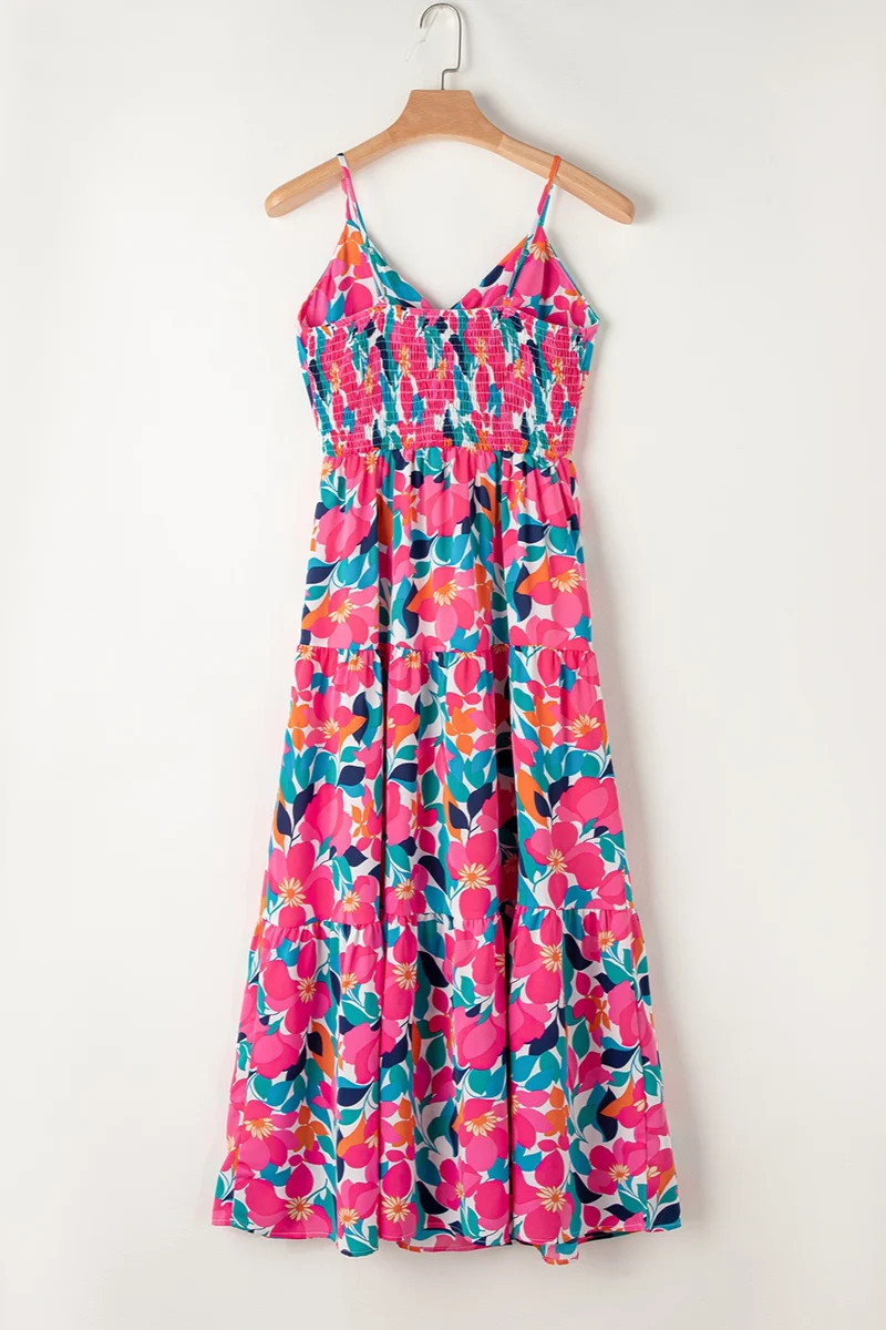 Bedrukte V-hals maxi cami-jurk