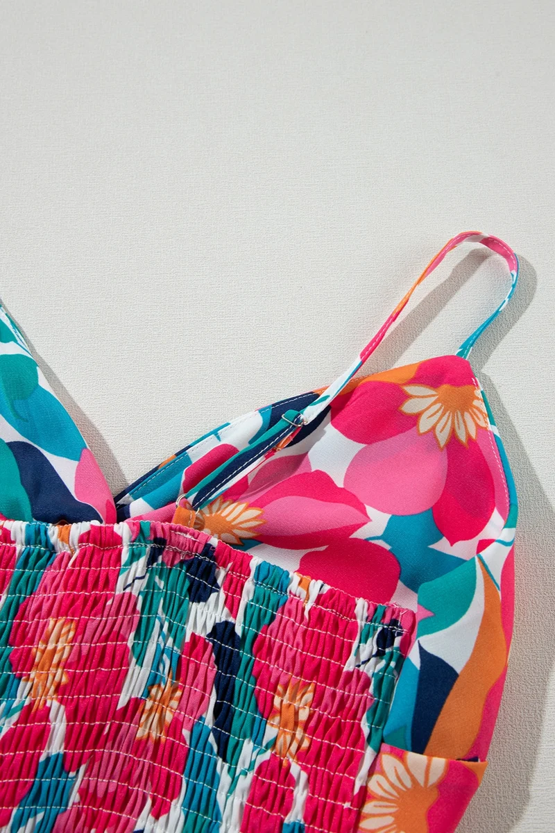 Bedrukte V-hals maxi cami-jurk