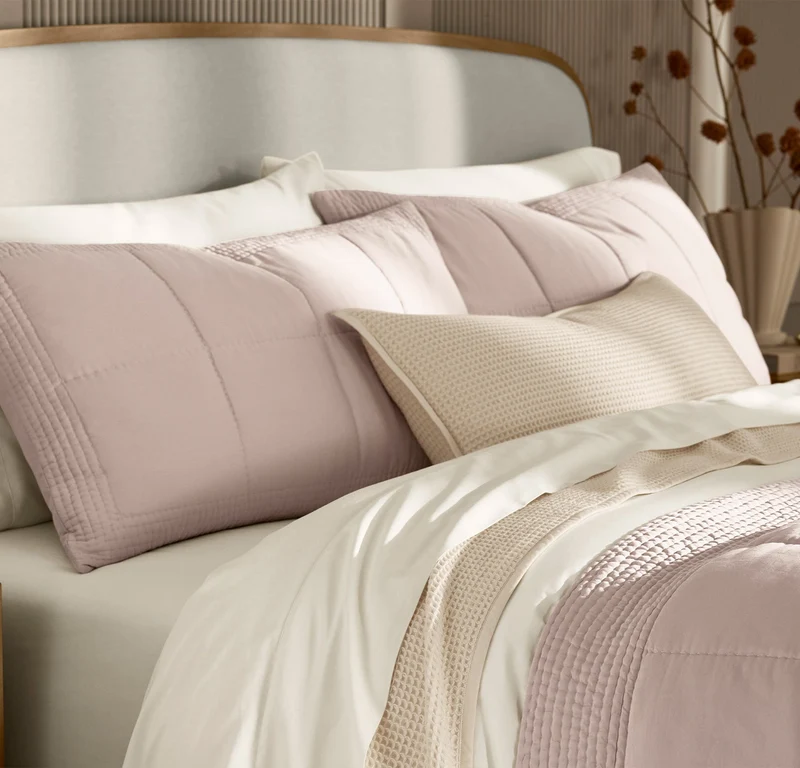 Signature Handstitched Quilted Sham - Dusty Rose
