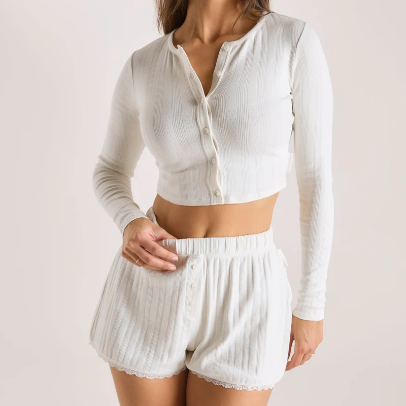 Pointelle Vest - Crème