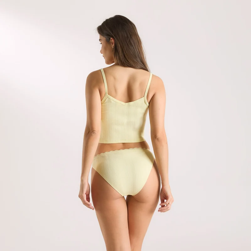 Pointelle Cami Pyjama Top - Boterbloem Geel