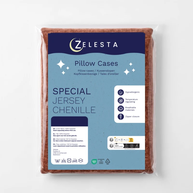 Zelesta Special Jersey Chenille Kissenbezüge Set von 2 - Warmes Braun