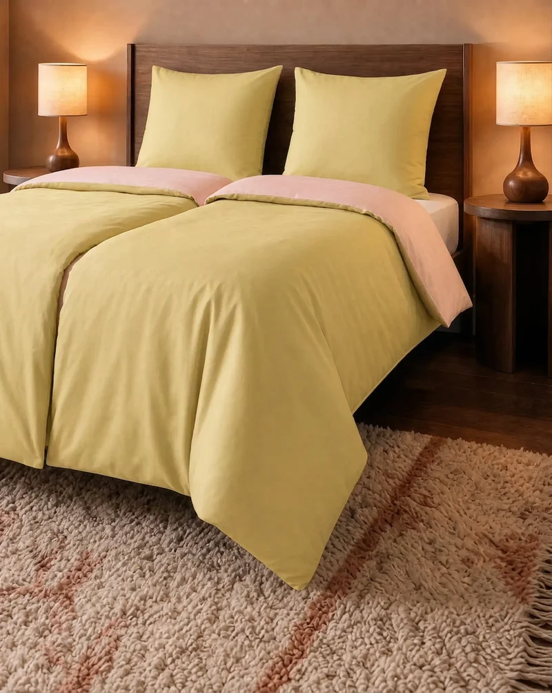 Zelesta Pure Duo Nahtlose Baumwolle Bettdecke - Rosa & Gelb