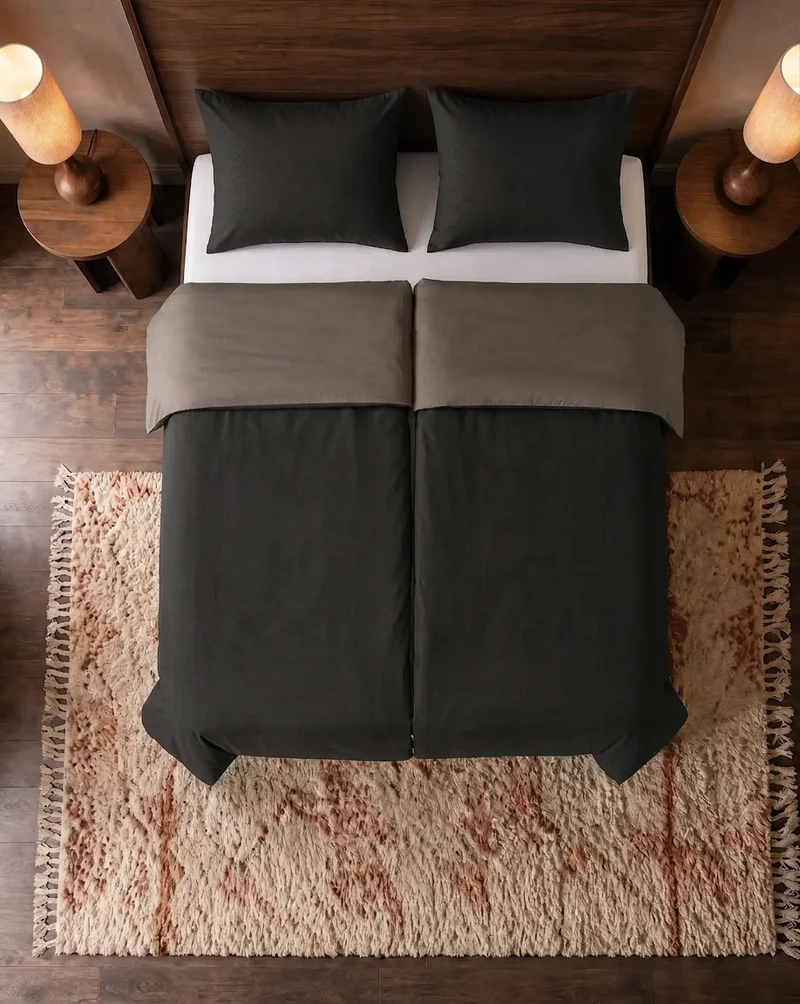 Zelesta Pure Duo Nahtlose Baumwolle Bettdecke - Schwarz & Anthrazit