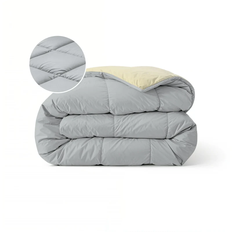 Zelesta Pure Duo Baumwolle Bettdecke - Hellgrau & Buttergelb