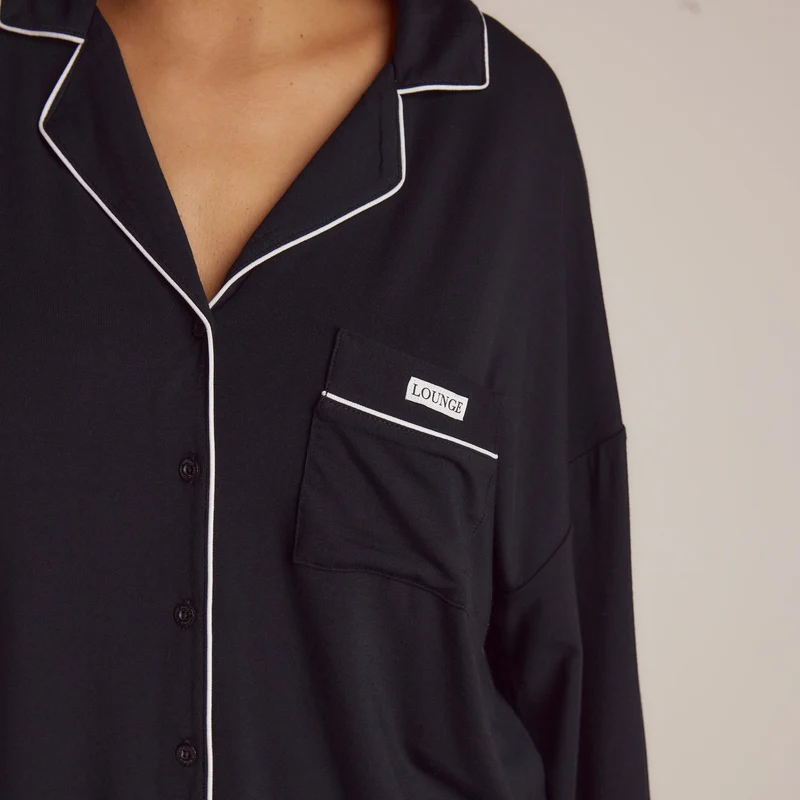 Modal Pyjama Shirt - Zwart