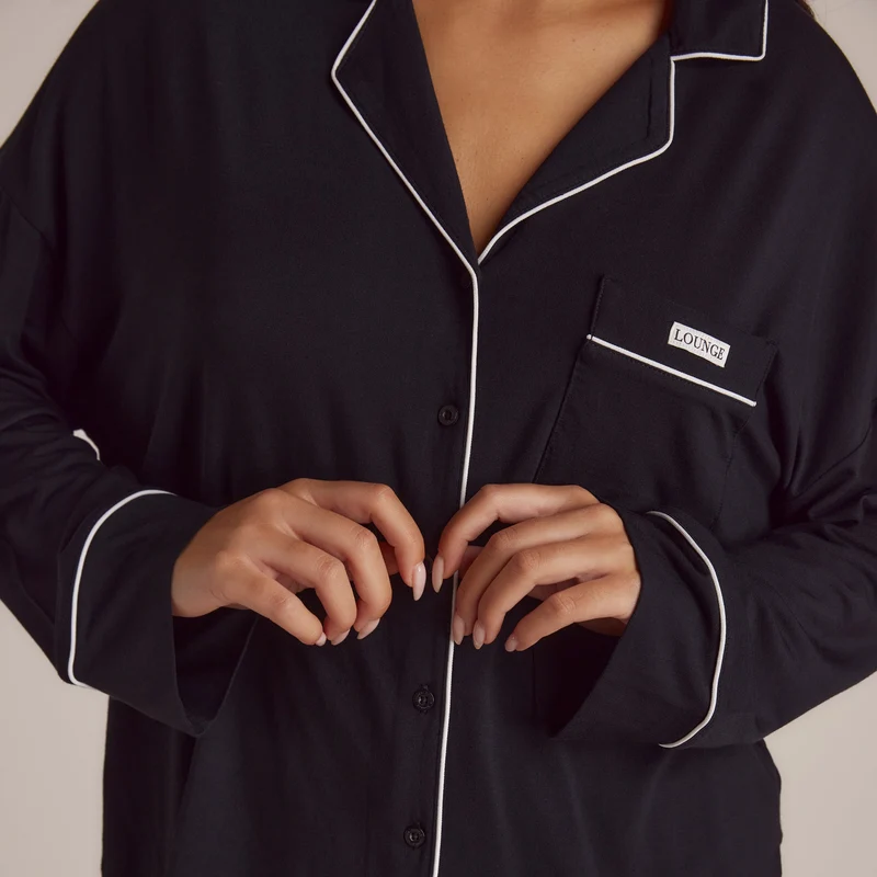 Modal Pyjama Shirt - Zwart