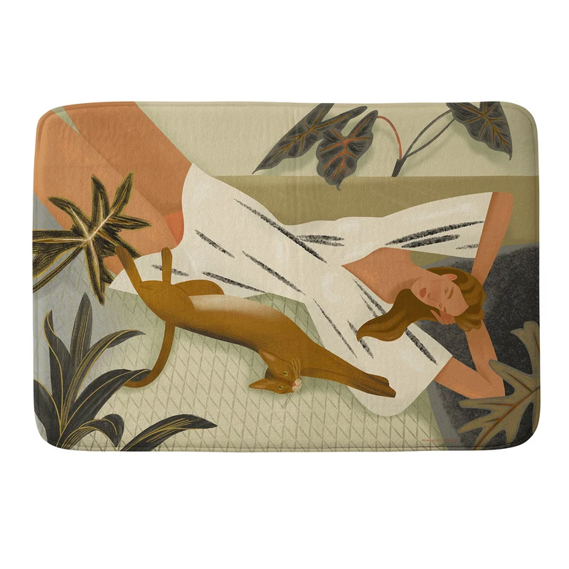 Woman with a cat Bath Mat